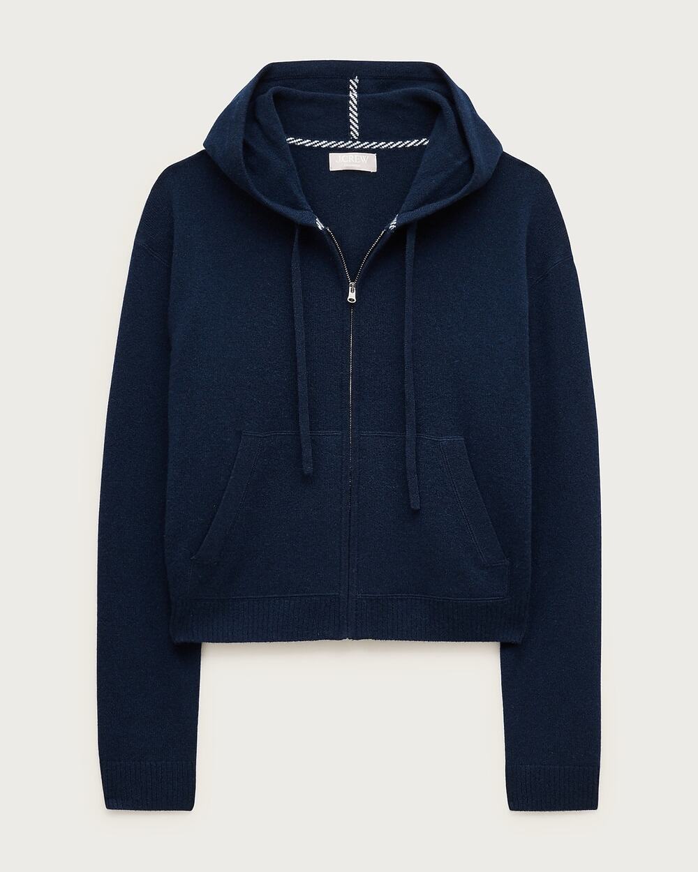 J. Crew Women's Cashmere Full-Zip Hoodie Long Sleeves Navy Blue Size Small NWT
